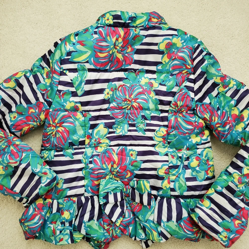 Lilly Pulitzer Mini Kate Puffer Jacket in Paradisio Resort White szXL (12-14)